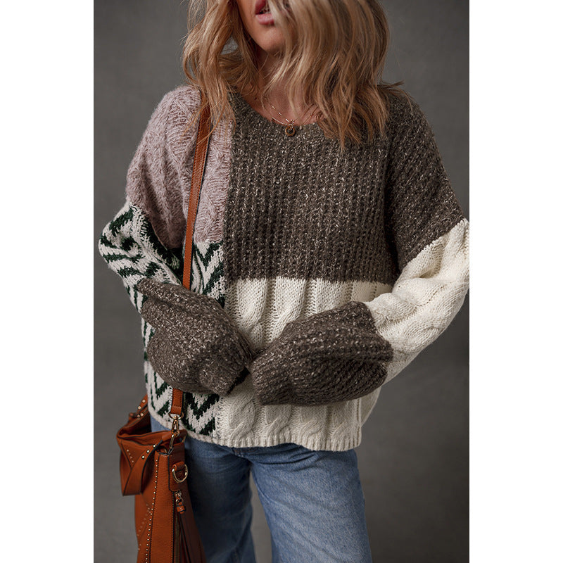 Women's Round Neck European And American Leisure-style Multi-color Printed Sweater